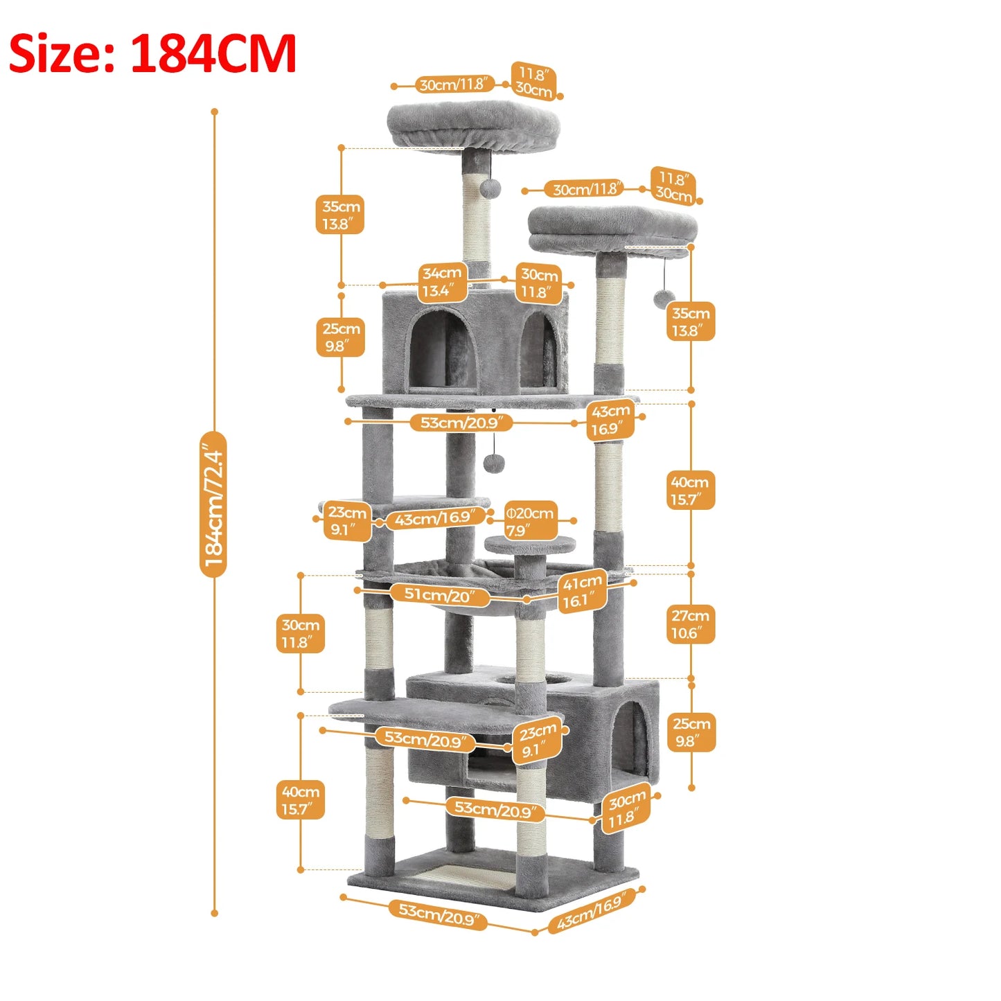 PAWZ Road Large Cat Tree Tower With Scratching Posts Condos