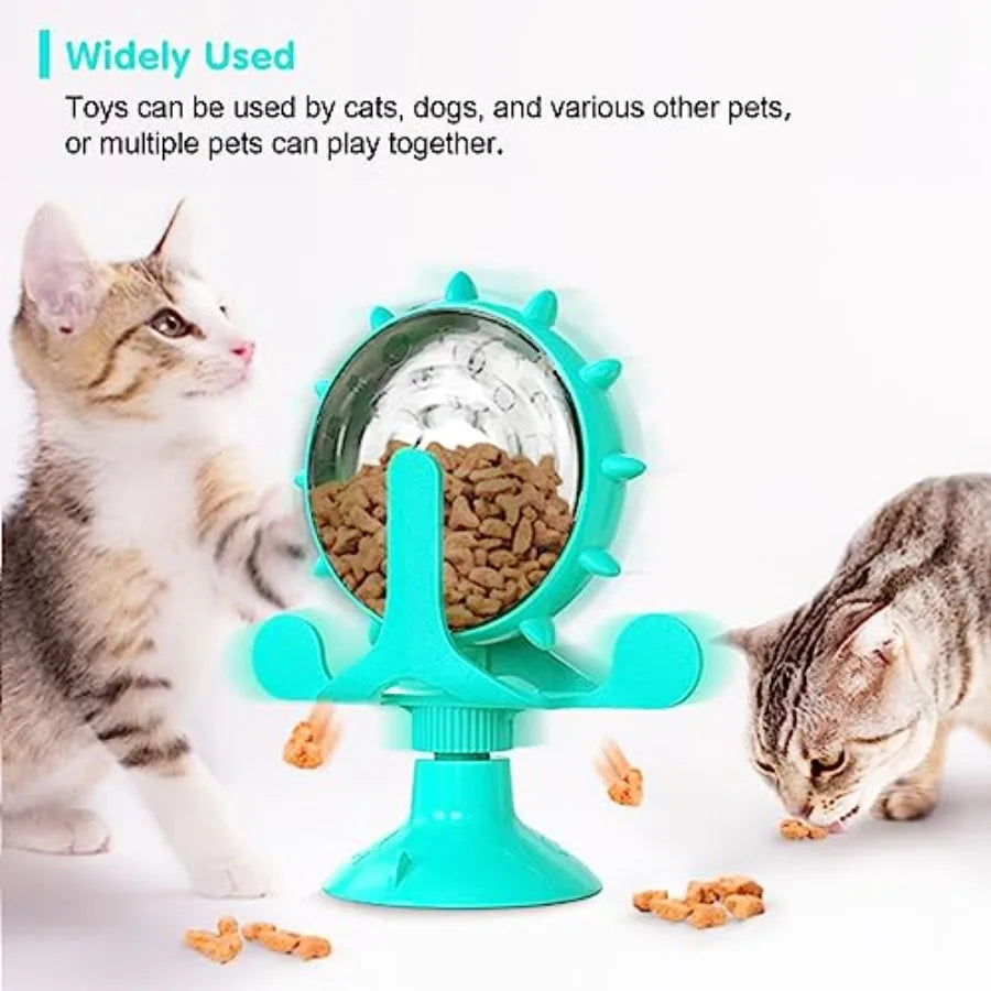 Cat Dog Treat Dispenser Toy - Cat Interactive Feeder 360° Degree Rotating, Food Leakage Device Rotate, Interactive Cat Food Tre