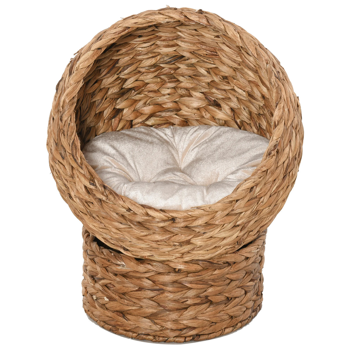 Rotatable Plush Cat Basket Bed With Comfy Wrap Style Cushion