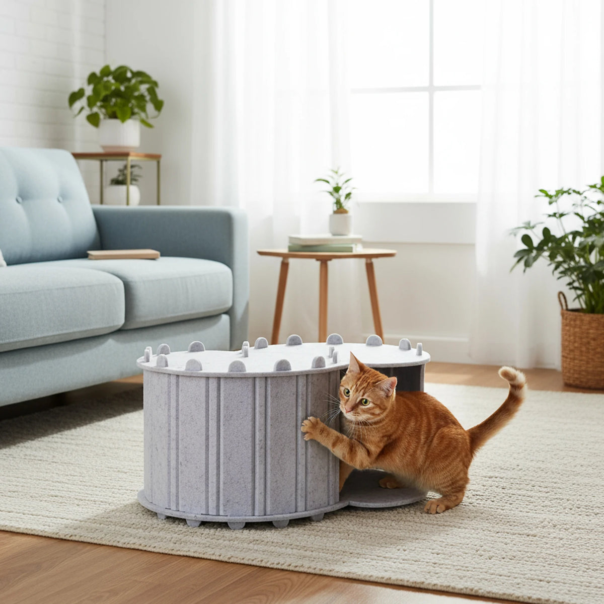 Foldable Felt Cat Tunnel Bed Semi Enclosed Peekaboo Cave