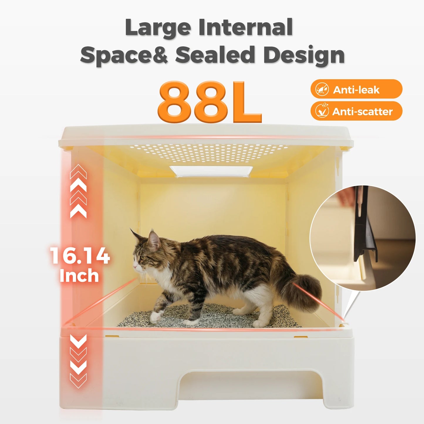 Enclosed Cat Litter Box With Scoop Large Indoor Cat Toilet