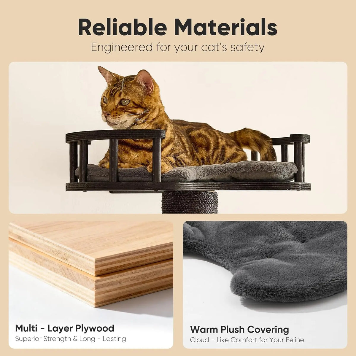 Wall Mounted Cat Furniture With Hammock Bed And Scratching Pad