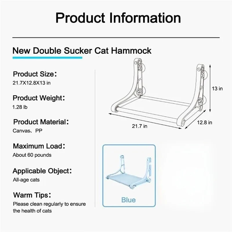 Cat Window Perch Hammock With Strong Suction Cups And Soft Cushion