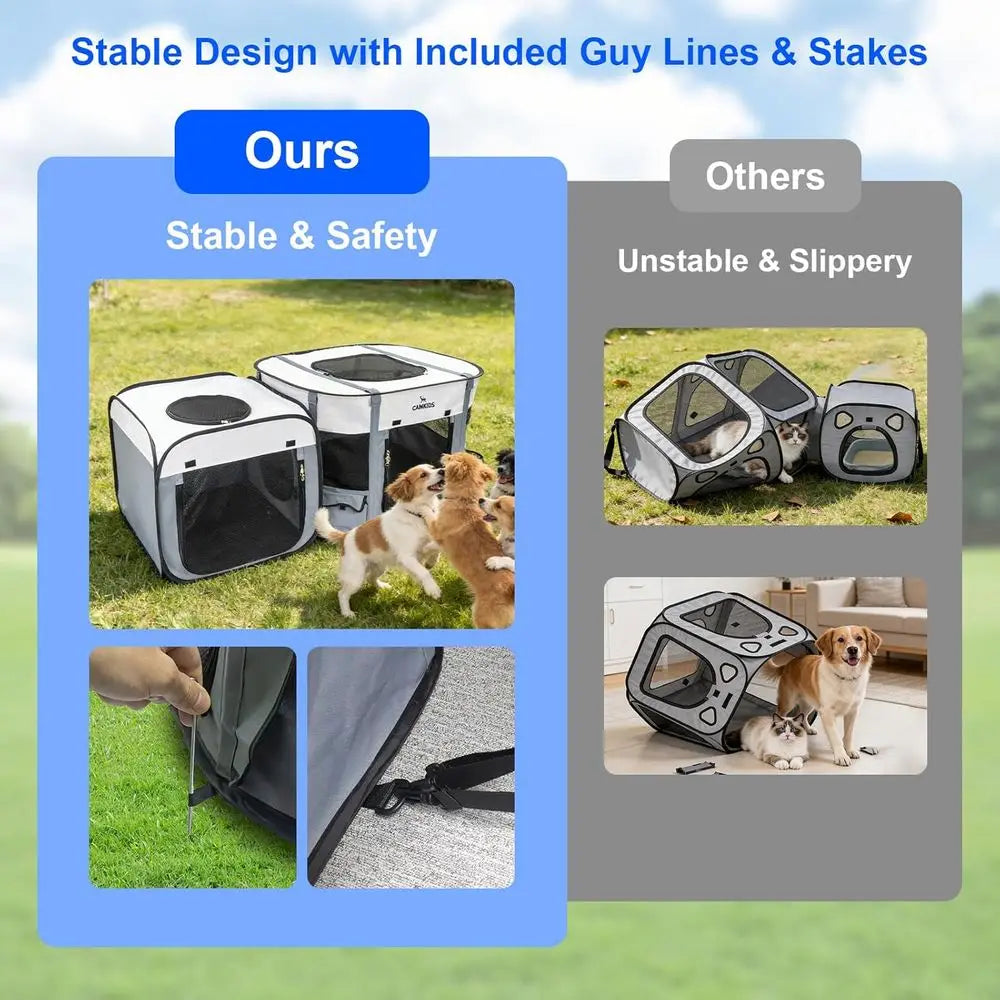 Versatile Indoor-Outdoor Pet Playpen, 2-in-1 Waterproof Dog Crate & Cat Enclosure, Large Portable Kennel for Small Dogs and Kitt