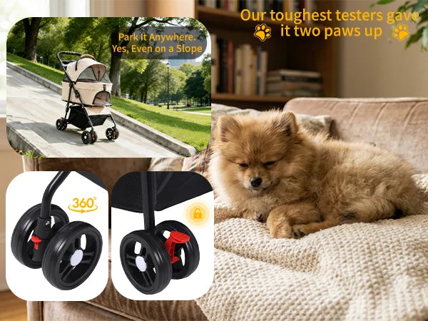 Cabusatly 2-In-1 Pet Stroller Foldable For Small Dogs And Cats