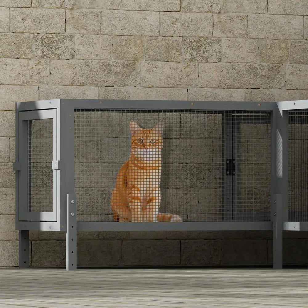 Configurable Window Catio with Multi-Level Cat Tunnel and Play Platforms for Indoor/Outdoor Use