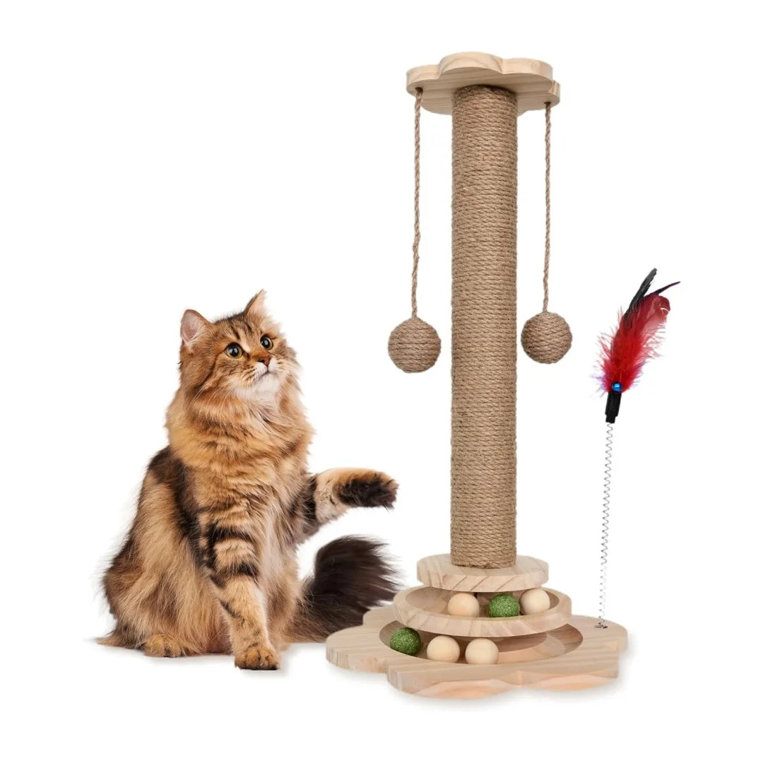 1pcs high-quality cat scratch board rotating platform - wooden fiber chew toy, durable and non shedding cat tree stand, vertical