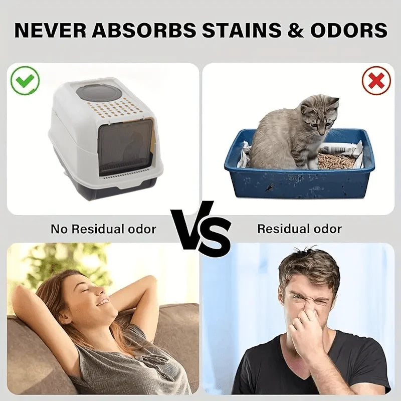 [Extra Large Cat Litter Box] Closed/Open Covered Litter Box with Litter Scoop, Detachable Lid, High Rim Splash-Proof Design,Easy