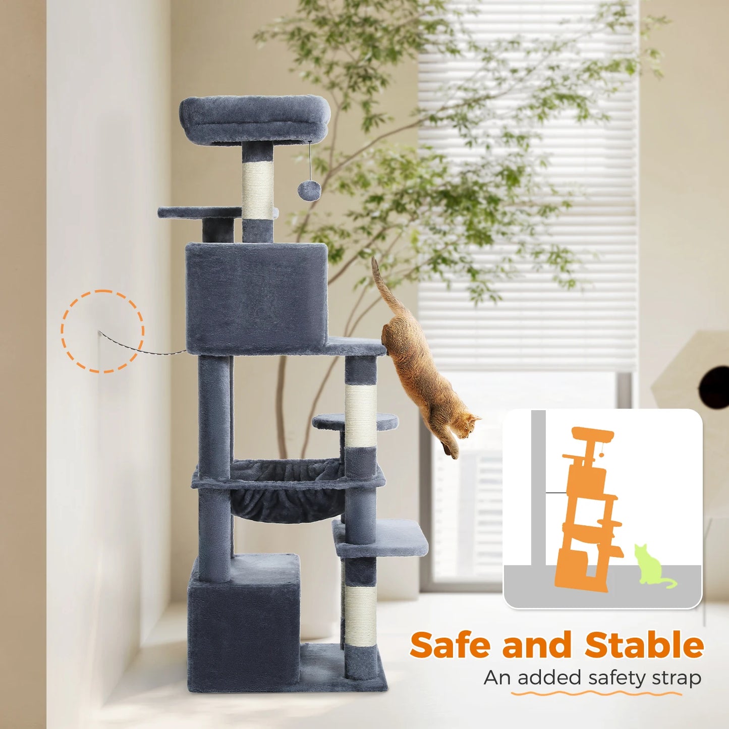 PAWZ Road Large Cat Tree Tower With Scratching Posts Condos