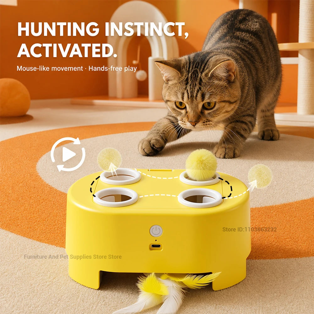 Smart Cat Toy: Self-Entertaining Interactive Cat Wand with Artificial Feathers – Electric Toy Suitable for Small and Large Cats