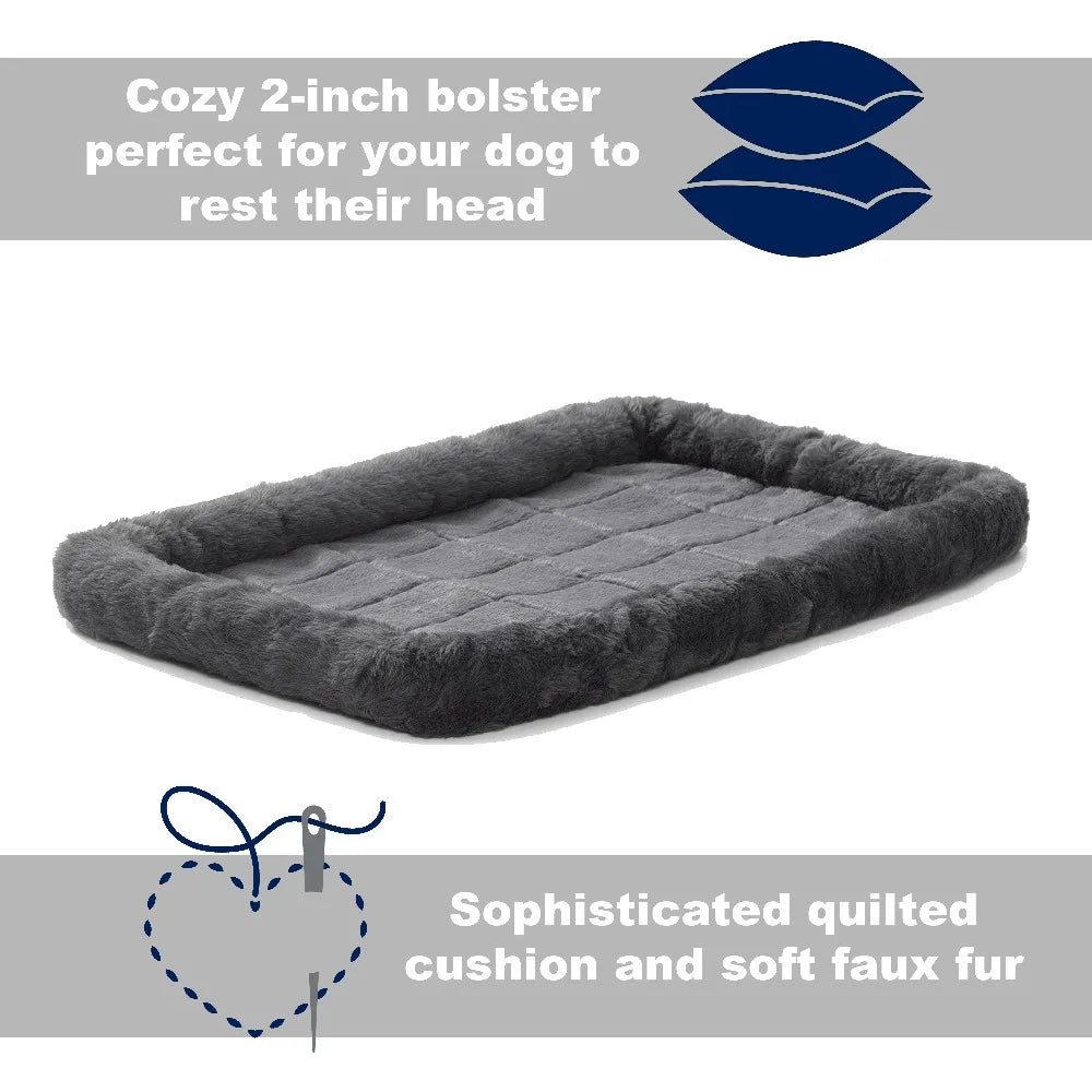 Small Gray Quiet Time Dog Bed Cozy Calming Anti-Anxiety Pet Mat for Small Dogs Cats Puppies Comfortable Washable Non-Slip