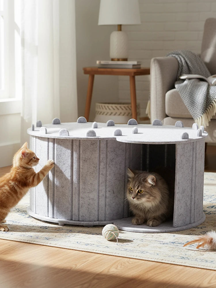 Foldable Felt Cat Tunnel Bed Semi Enclosed Peekaboo Cave