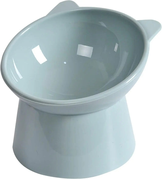 Tilted Cat Food Bowl - Whisker Friendly, Anti Vomiting, Slanted, Cat Bowl, Blue