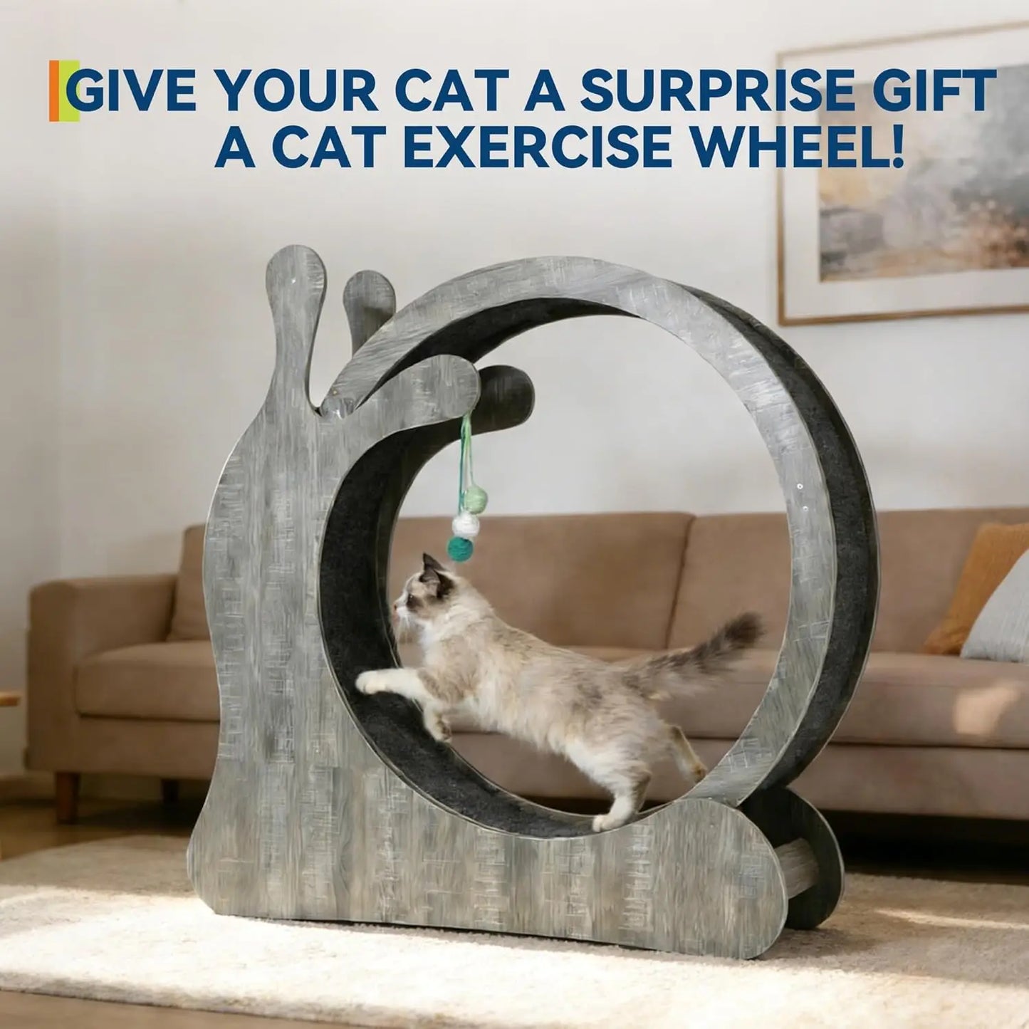 45" Large Cat Exercise Wheel, Cat Treadmill Wheel for Indoor Cats, Kitty Running Toy Walking Training for Fitness Weight Loss Device Suitable for Most Cats Physical Exercise Activity