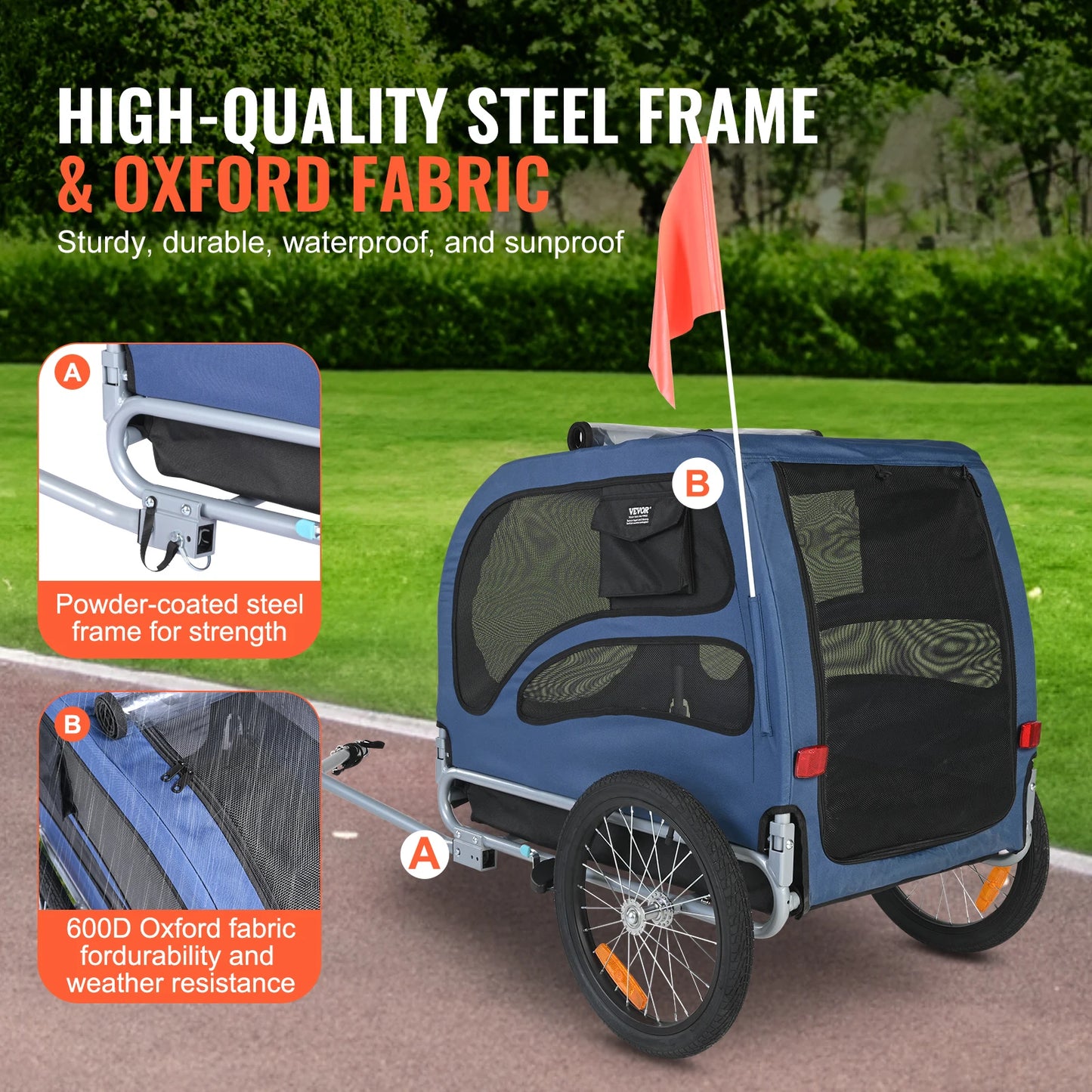SucceBuy 100 Lb Pet Bicycle Trailer Carrier for Dogs