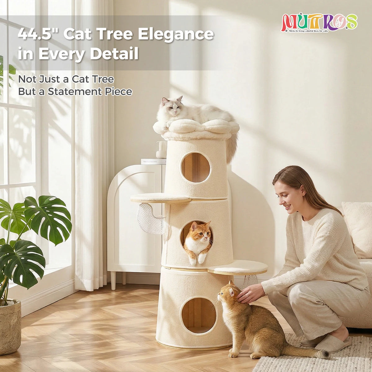 PAWZ Road Modern Cat Tree With Condos And Flower Perch