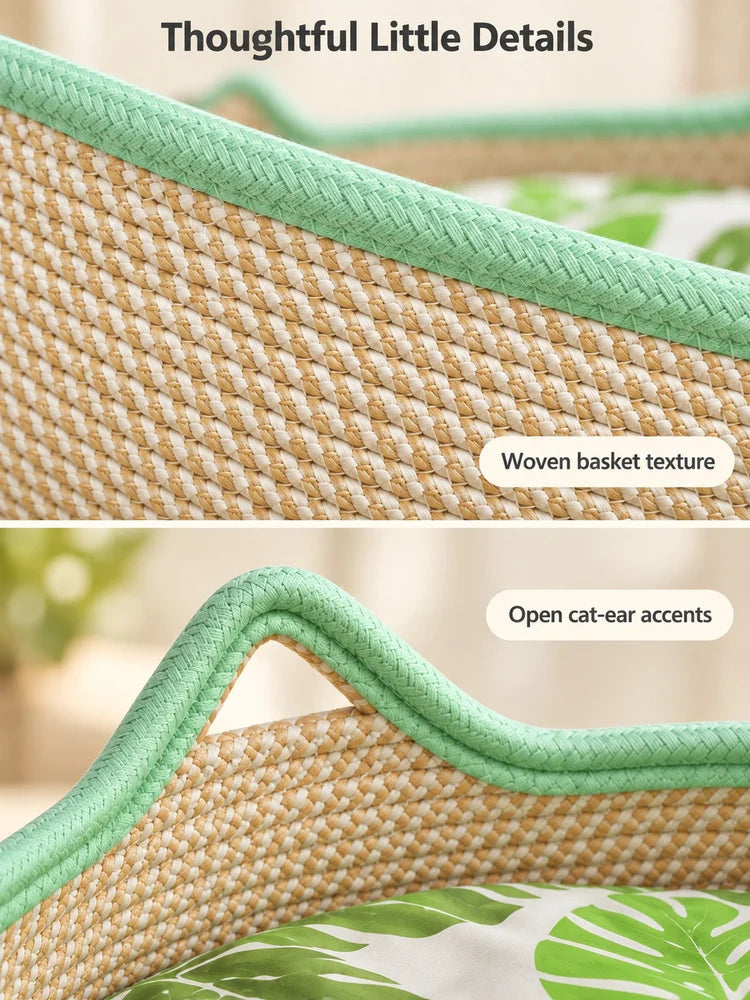 Comfortable Round Woven Cat Bed With Stylish Ear Design by Annie N Poe Cattastic Supplies