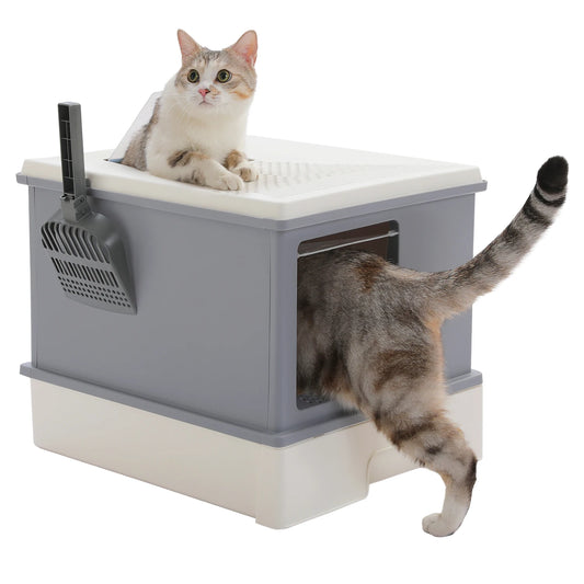 Enclosed Cat Litter Box With Scoop Large Indoor Cat Toilet