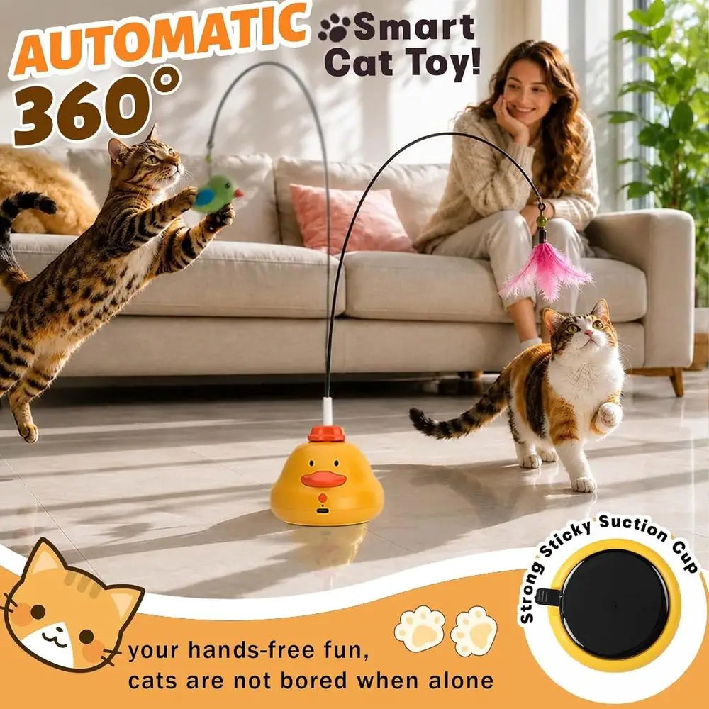 360 Rotating Interactive Cat Toy, HandsFree SelfEntertainment Boredom Buster For Kittens And Adult Cats, MultiScenario Indoor P