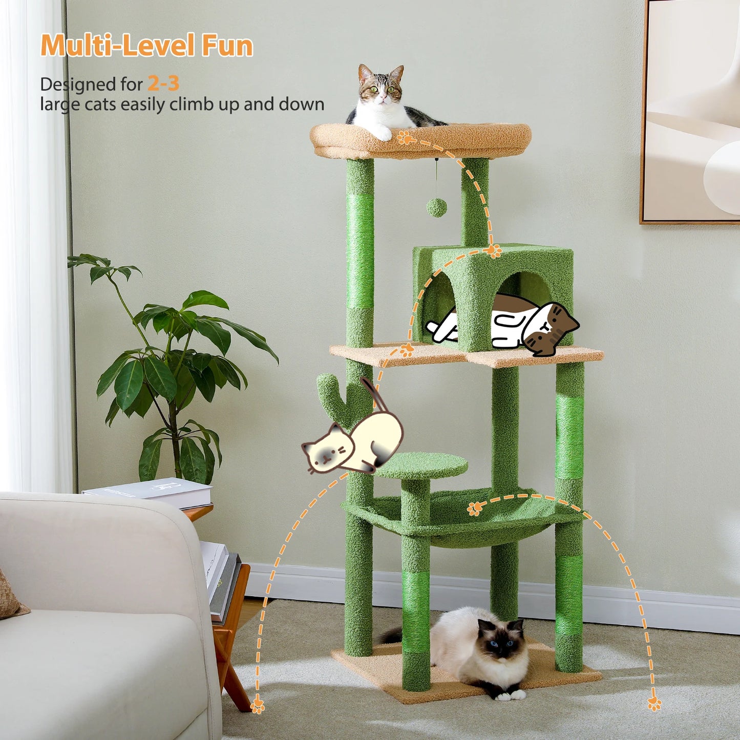 PAWZ Road Cactus Cat Tree Tower For Large Cats Perch
