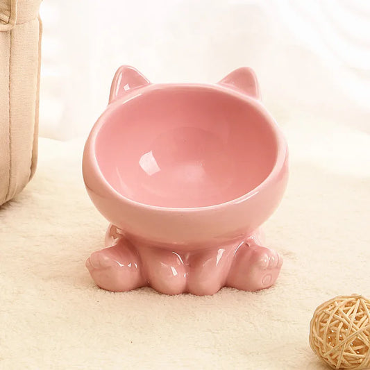 Ceramic Neck Guard Oblique Mouth Cat And Dog Food Bowl
