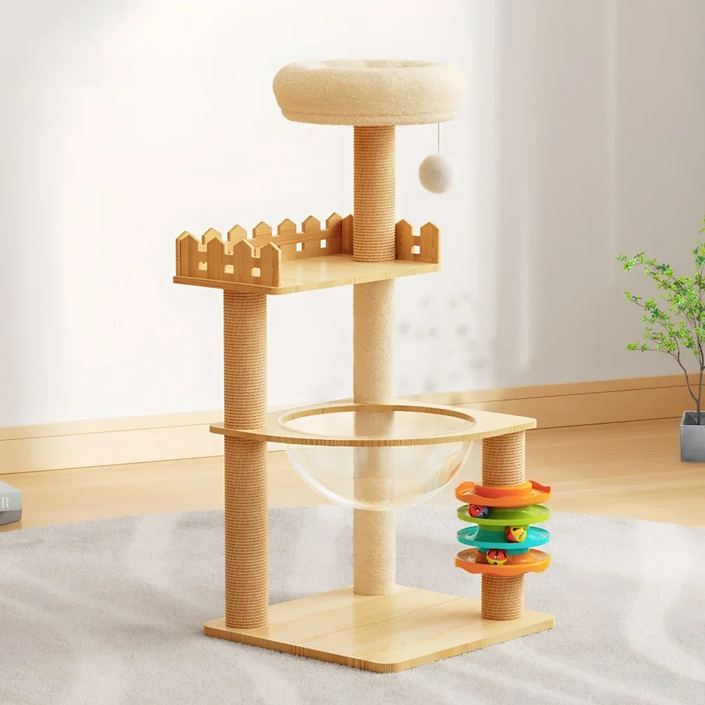 Modern Three Tier Cat Tower With Sisal Posts And Hammock
