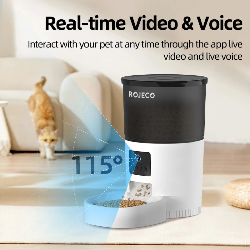 ROJECO Automatic Cat Feeder With Camera Video And Remote Control