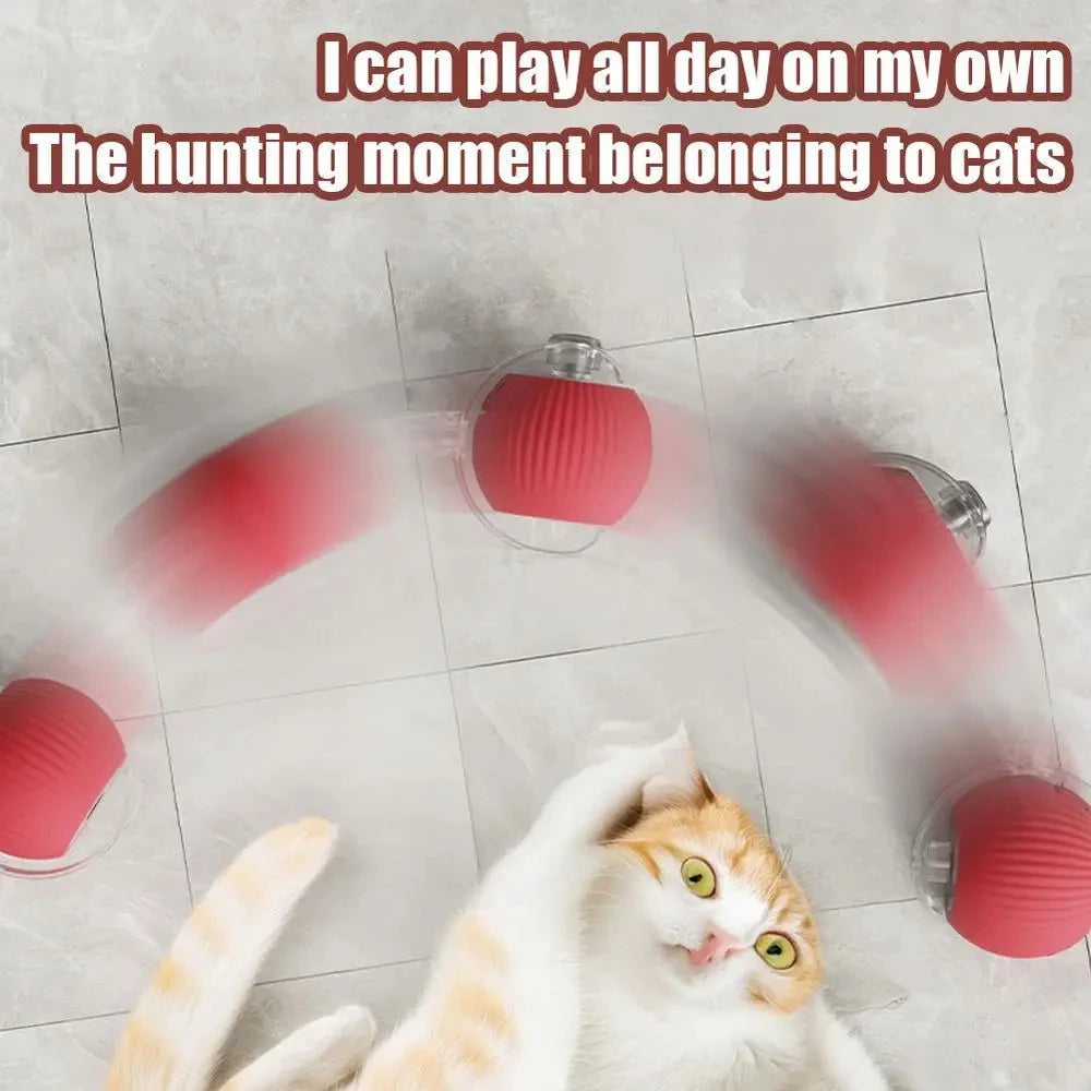 【In Stock】Smart Automatic Cat Rolling Ball USB Rechargeable LED Interactive Toy with Rope Tail Indoor Kitty Self Play Toy