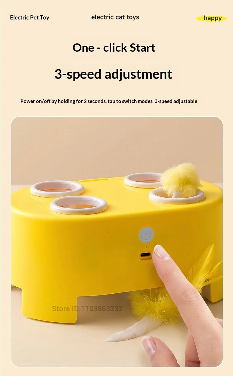 Smart Cat Toy: Self-Entertaining Interactive Cat Wand with Artificial Feathers – Electric Toy Suitable for Small and Large Cats