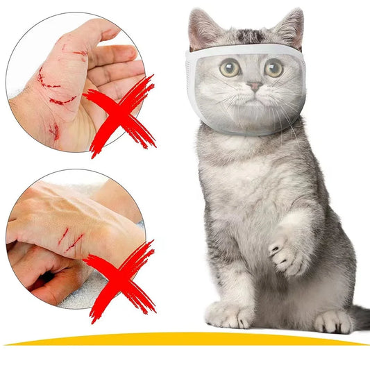 Transparent Cat Muzzle Breathable Dogs Cats Bathing Grooming Tools Anti Bite Puppy Kitten Muzzles Mask Pet Product