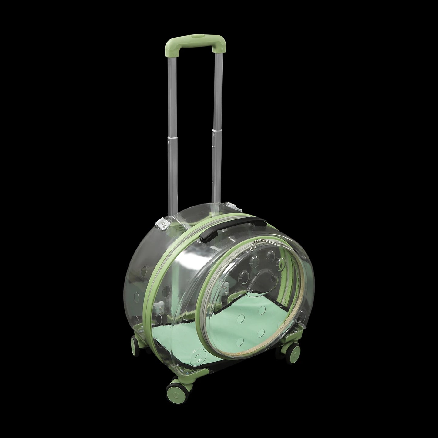 Breathable Cat Carrier With Wheels And Telescopic Handle