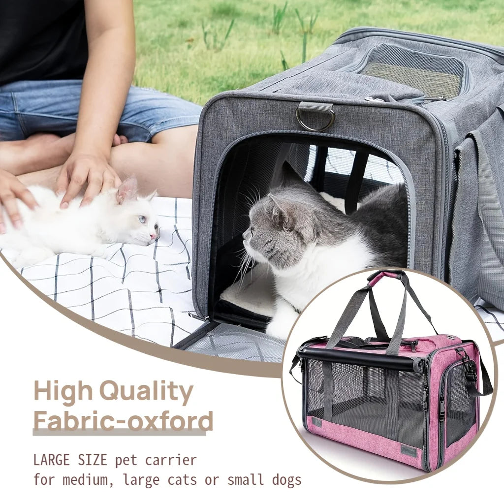 Airline Approved Soft Sided Pet Carrier With Breathable Mesh Leash