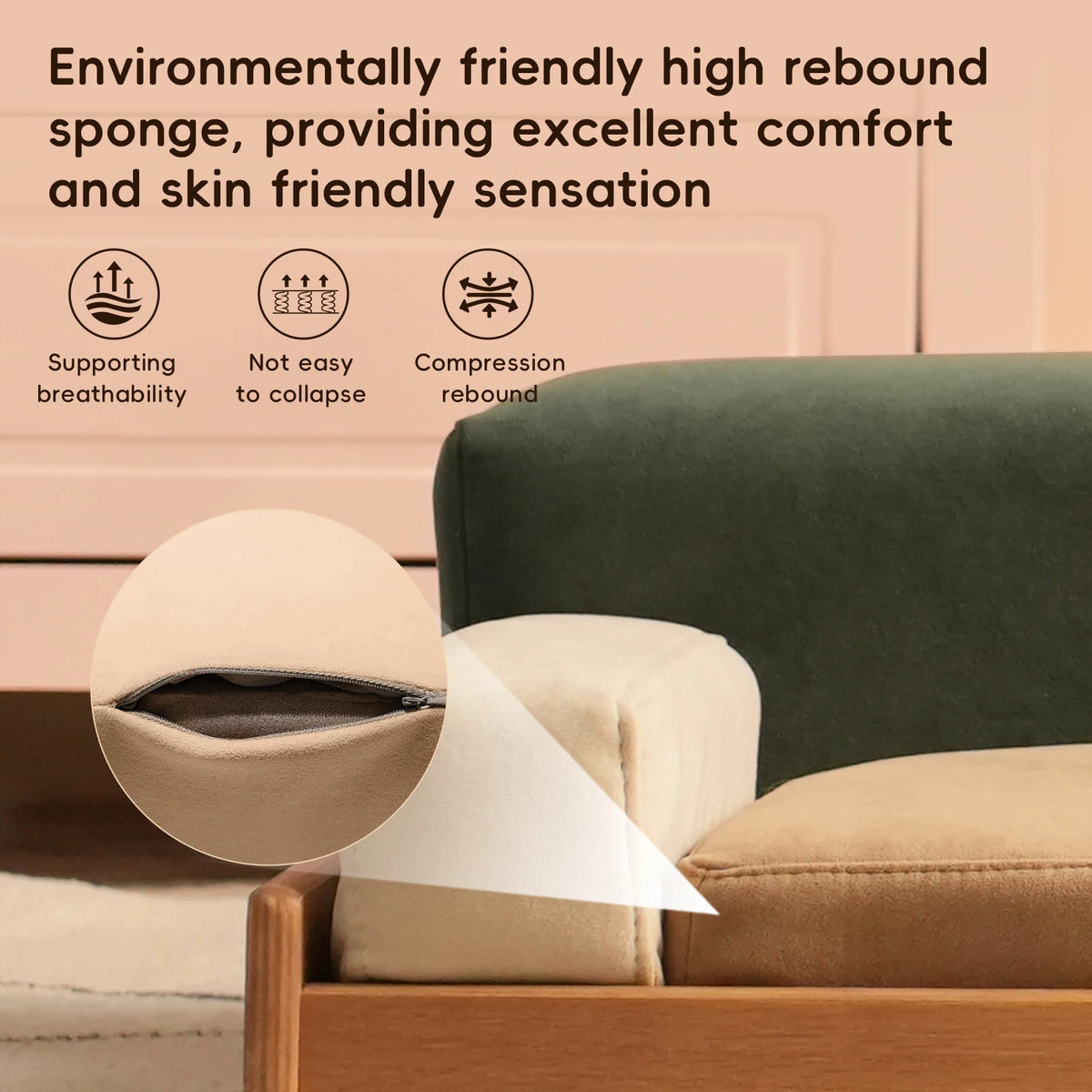 Modern Oak Veneer Pet Bed With Removable Cushion Indoor