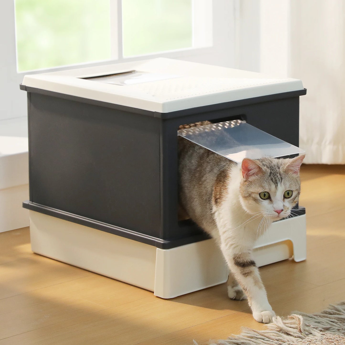 Enclosed Cat Litter Box With Scoop Large Indoor Cat Toilet