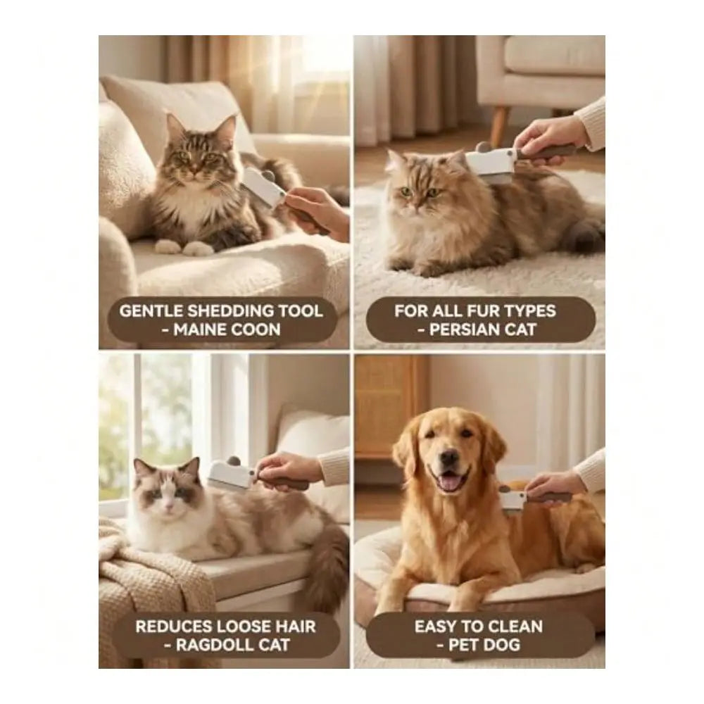 Pet Hair Removal Comb, Interchangeable Cat Brush With Release Button Cat Brush For Indoor Cats, Dog Brush And Pet Grooming Brus
