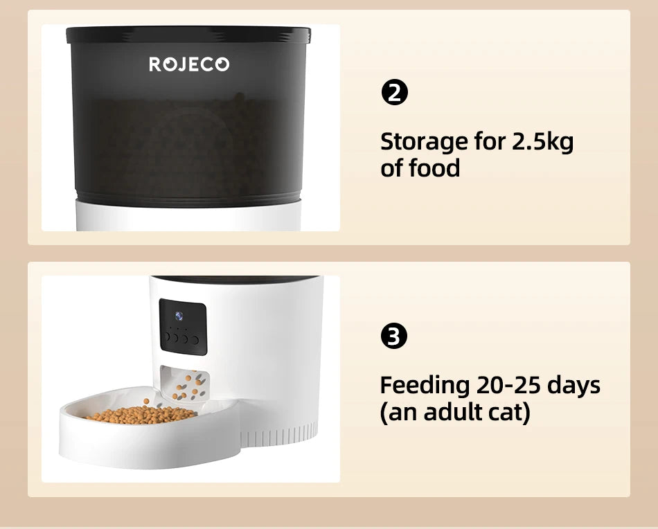 ROJECO Automatic Cat Feeder With Camera Video And Remote Control