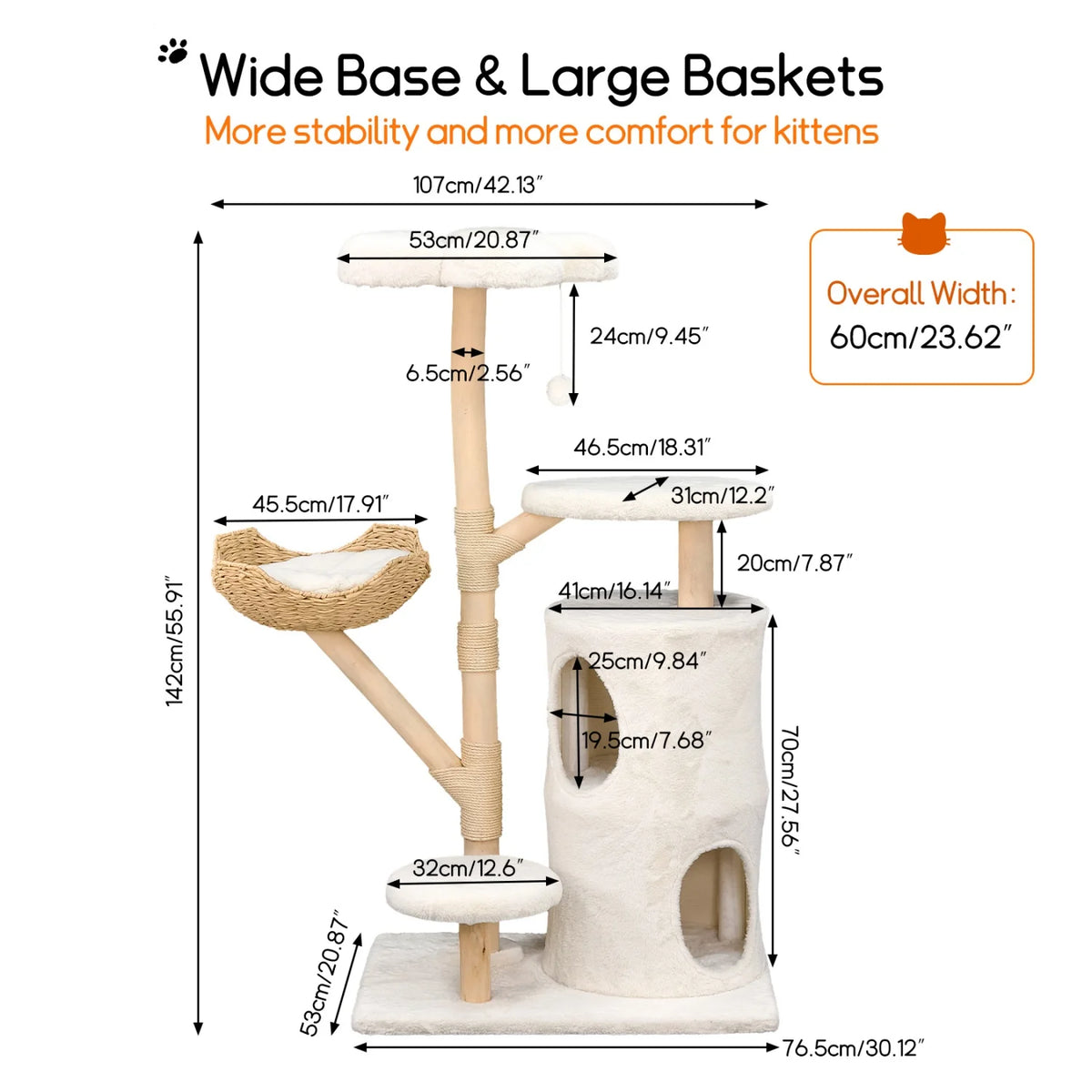 BINGOPAW Multi-Level Cat Tree With Sisal Scratching Posts