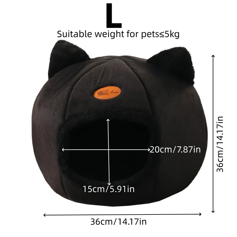 Black New Deep Sleep Comfortable Winter Cat bed Small mat Basket Puppy House products Pet tent Comfortable Cave