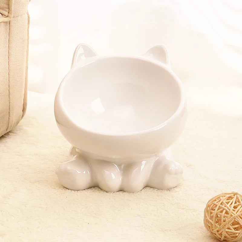 Ceramic Neck Guard Oblique Mouth Cat And Dog Food Bowl