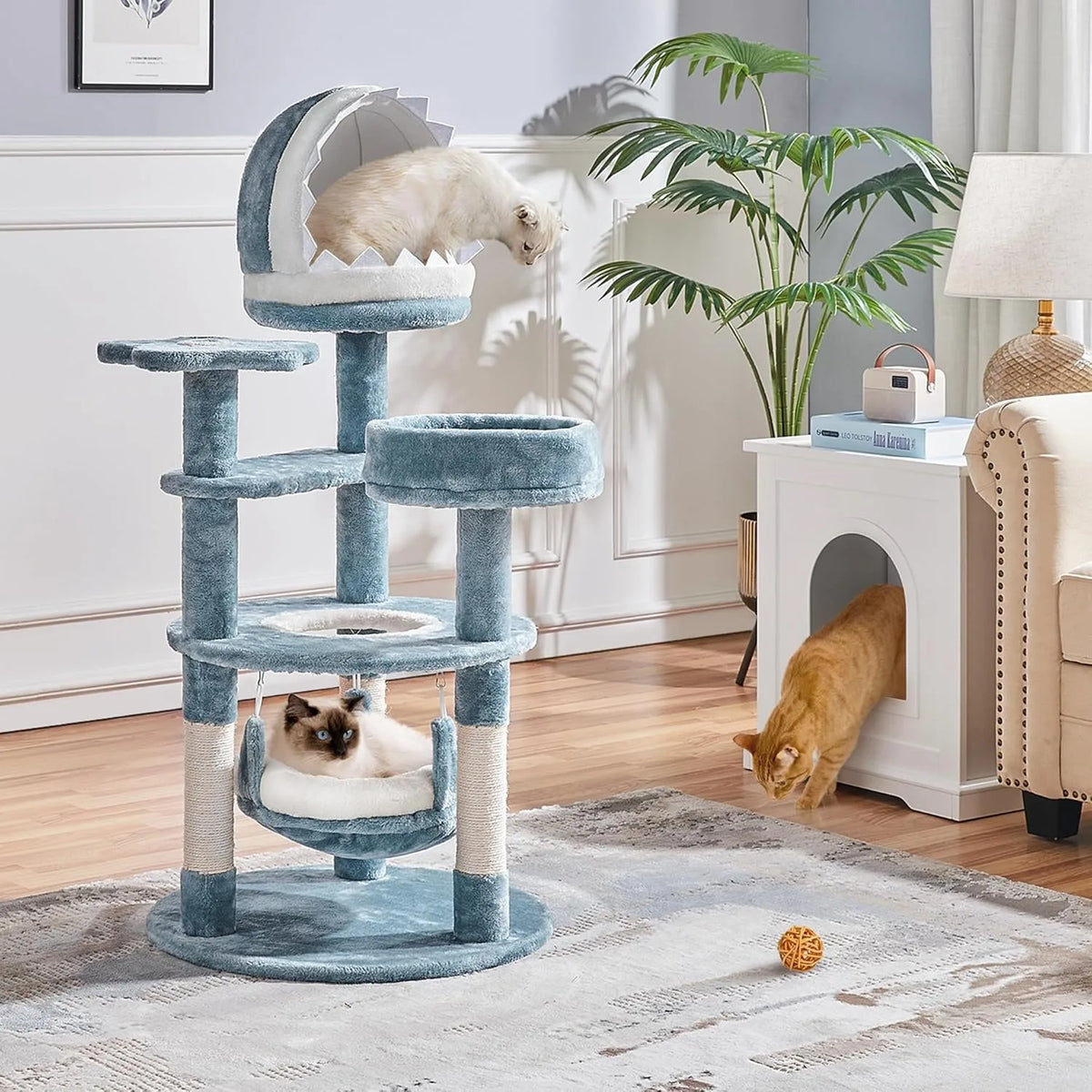 Marine Coastal Design Multi Tier Cat Tower With Bed