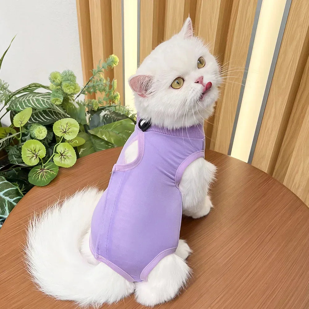 Anti Licking Pet Cat Clothes Girls Kitten Overall Pajamas Cat Clothes Recovery Suit Female Jumpsuit Cat Sterilization Vest Shirt
