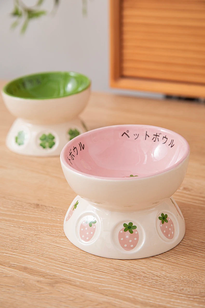 Japanese Ceramic Elevated Cat Bowl Puppy Dog Snacks Water Food Bowl For Cats Raised Cat Feeder Drinker Pet Supplies Accessories