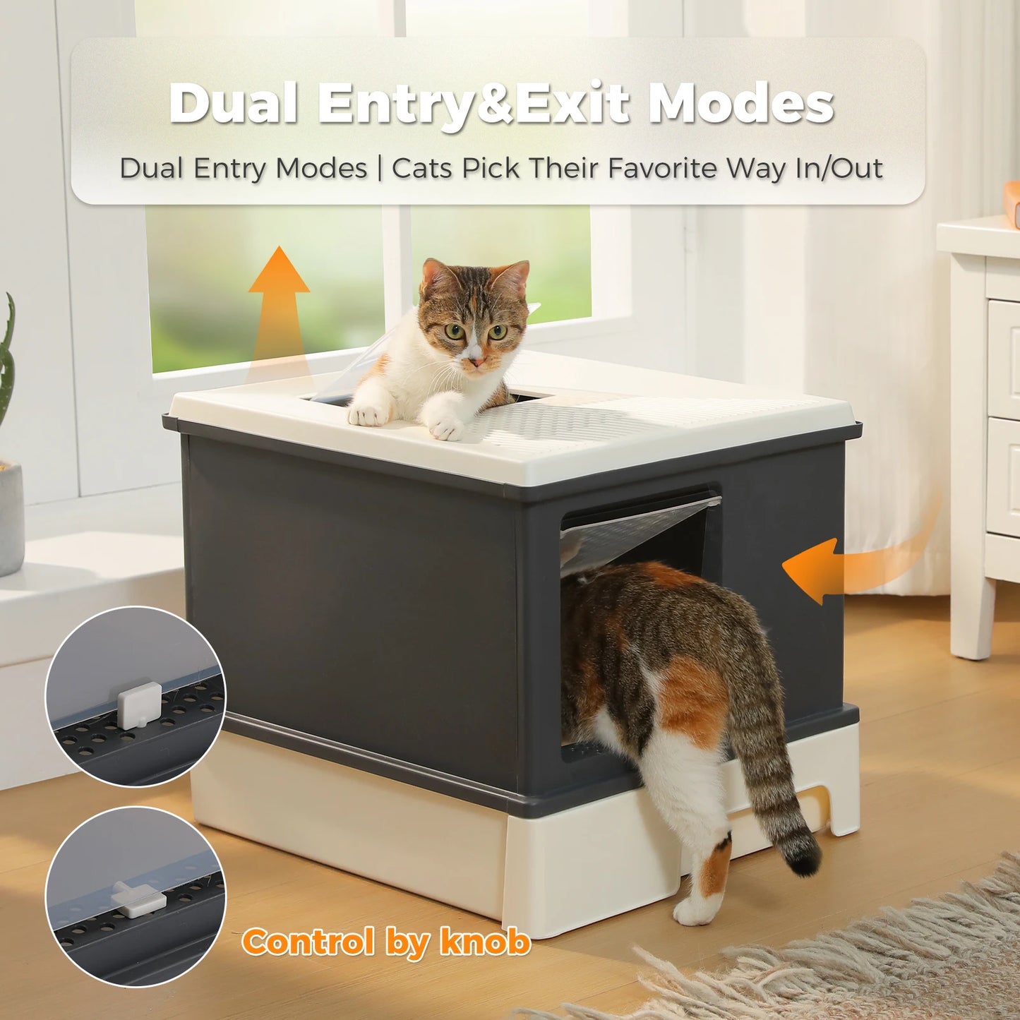 Enclosed Cat Litter Box With Scoop Large Indoor Cat Toilet