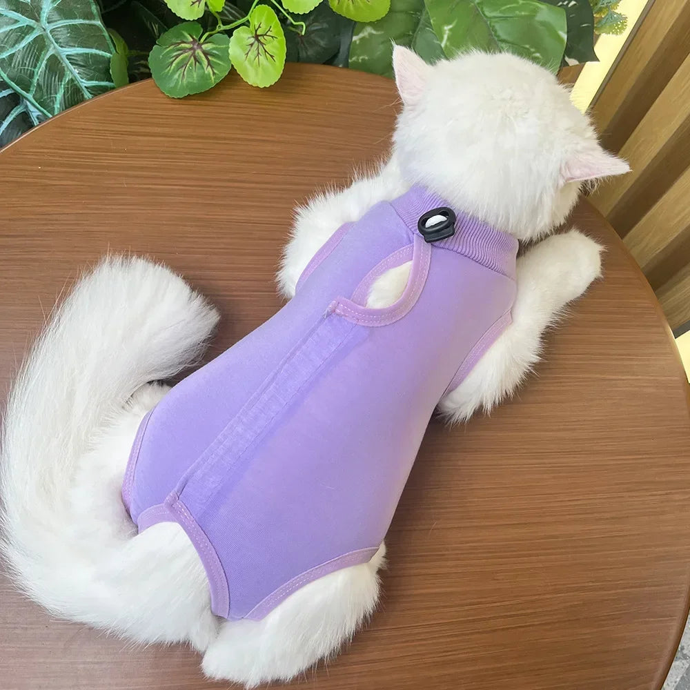 Anti Licking Pet Cat Clothes Girls Kitten Overall Pajamas Cat Clothes Recovery Suit Female Jumpsuit Cat Sterilization Vest Shirt