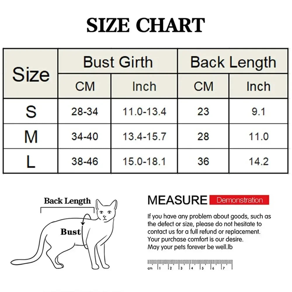Anti Licking Pet Cat Clothes Girls Kitten Overall Pajamas Cat Clothes Recovery Suit Female Jumpsuit Cat Sterilization Vest Shirt