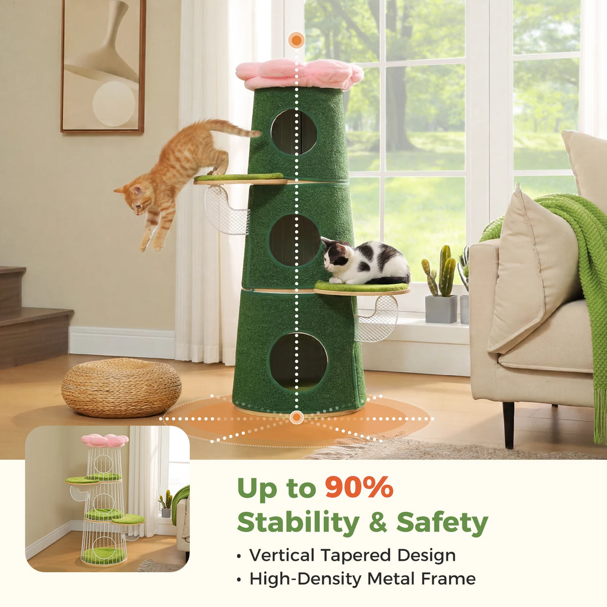 PAWZ Road Modern Cat Tree With Condos And Flower Perch