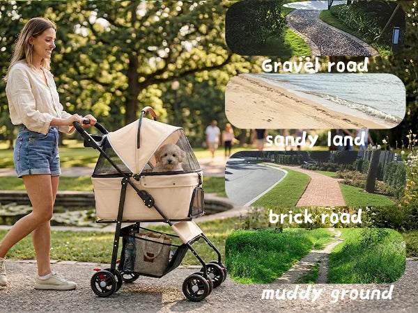 Cabusatly 2-In-1 Pet Stroller Foldable For Small Dogs And Cats