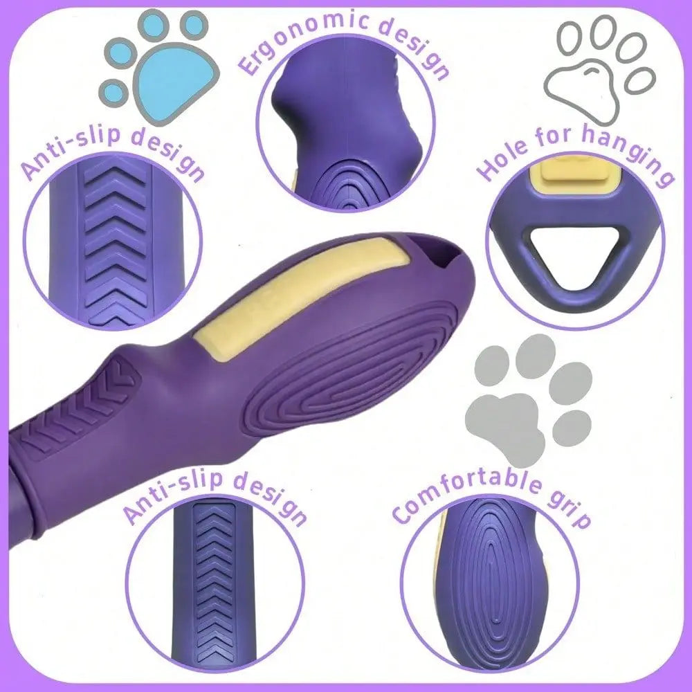 Steel Pet Comb For Dogs Cats Shedding Detangling Brush With Non Slip Rubber Handle Gentle Grooming Tool For Long Short Hair