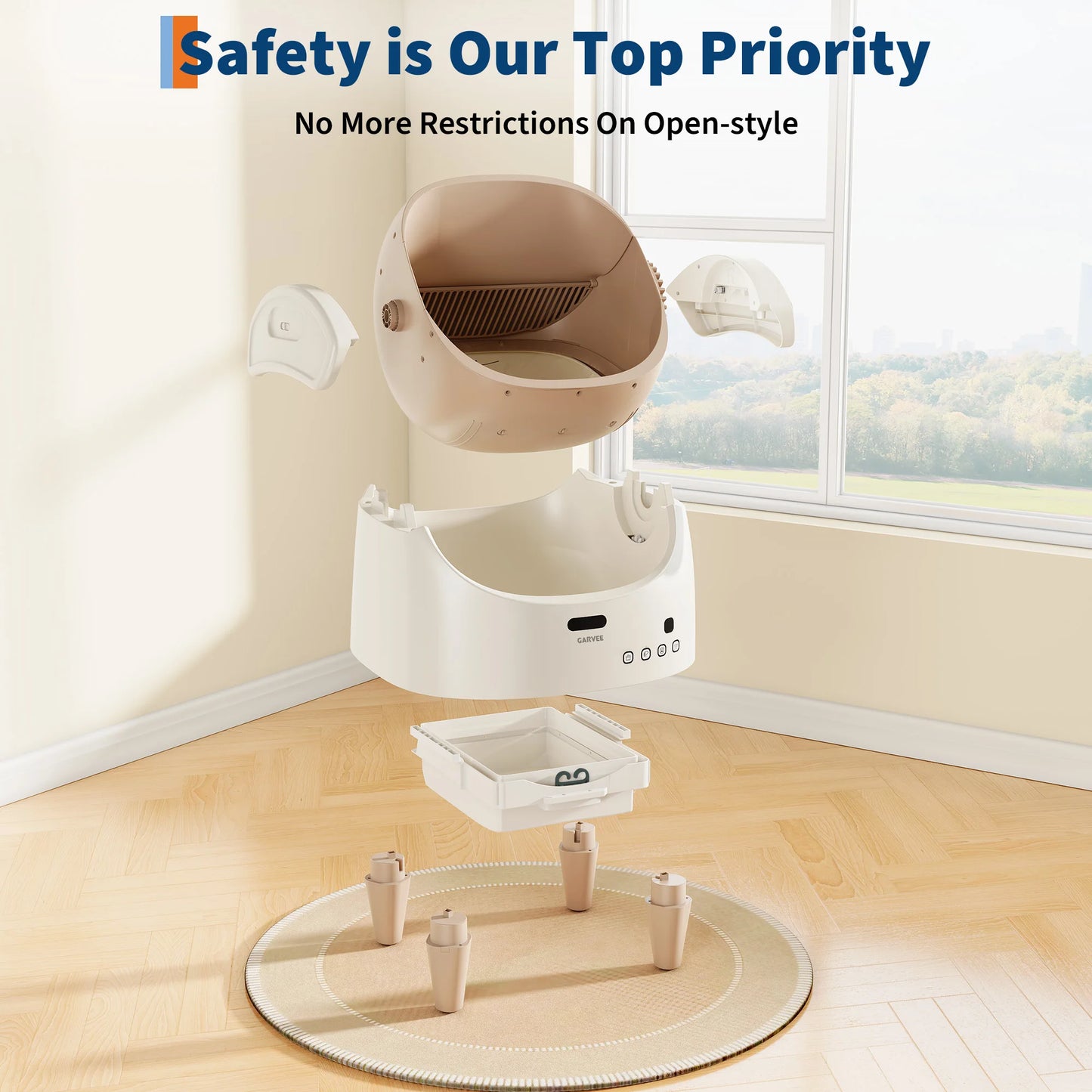 Self Cleaning Smart Litter Box APP Controlled Automatic Odor-Free Cat Toilet with Large Waste Bin for Single Multi Cats