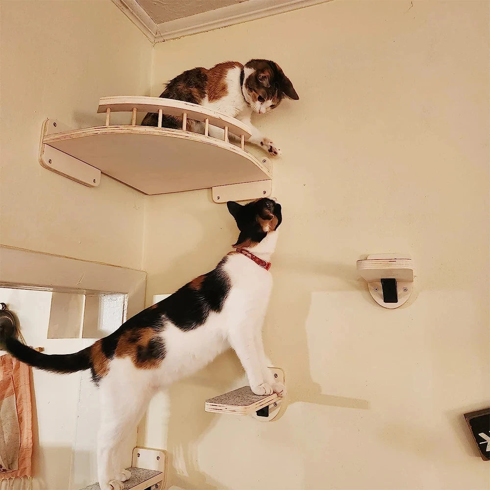 CWV Wall Mounted Cat Climbing Shelf With Sisal Scratching Post